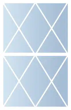 Geometric pattern featuring two rectangles with intersecting diagonal lines forming diamond shapes on a light blue background.