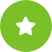 A white star icon centered on a green circular background.