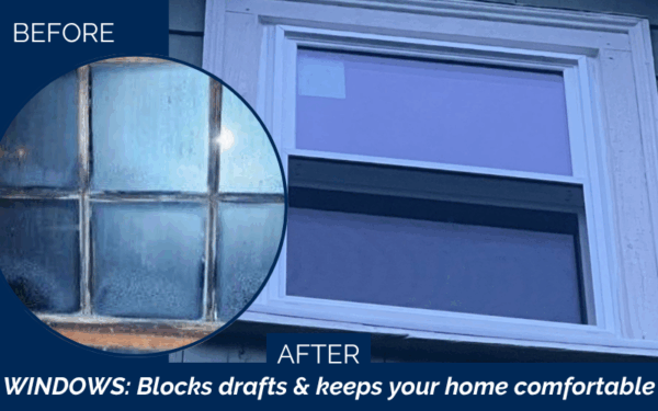 Vytex triple-pane replacement windows installed in Beverly, MA by Coastal Windows & Exteriors—beautifully preserving Victorian trim while significantly improving draft resistance and energy performance.