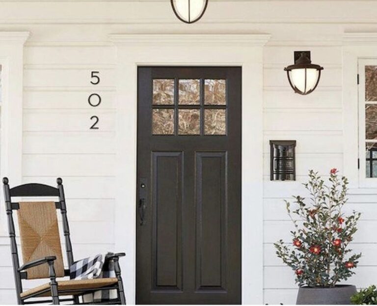 Fiberglass entry door installation in Pembroke MA with decorative glass panel