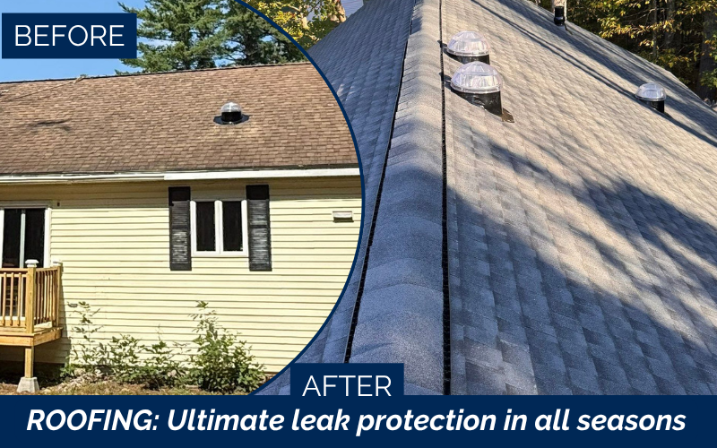 Charcoal asphalt shingles installed in Farmington NH home.